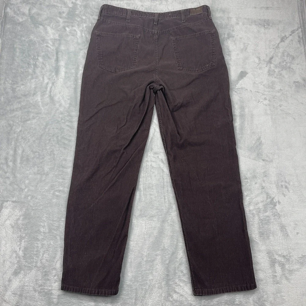 Lands' End Corduroy Pants Mens 36 Brown Low Waist Traditional Fit Tapered‎ Leg